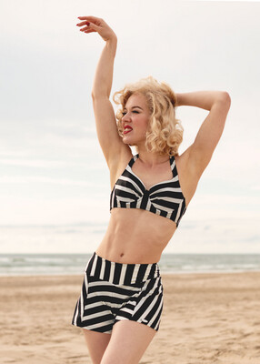 Bikini Zoe, black & ivory striped