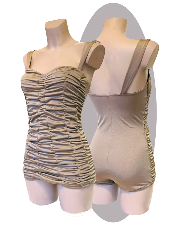 Bathing suit Charlie, Taupe Shiny