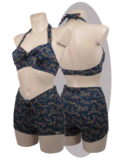 Bikini Barbara, navy with small flowers print