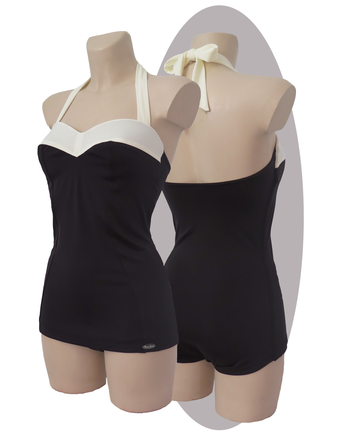 Bathing suit Suzy, black & ivory