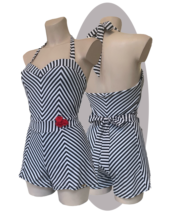 Bathing suit Salomé, zwart wit streepje Bathing suit Salomé, zwart wit streepje