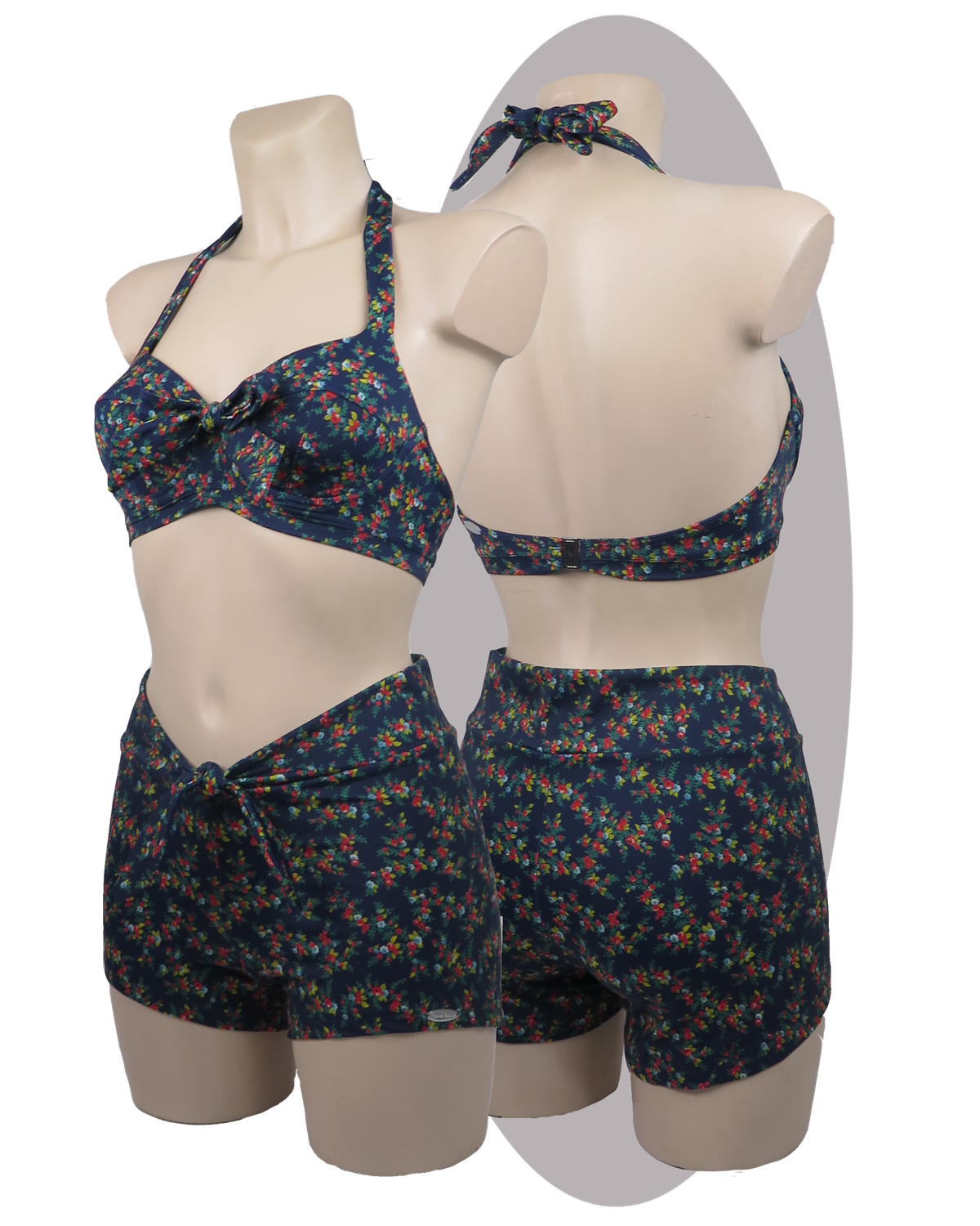 Bikini Barbara, black/ blue/ white flowers Bikini Barbara, black/ blue/ white flowers