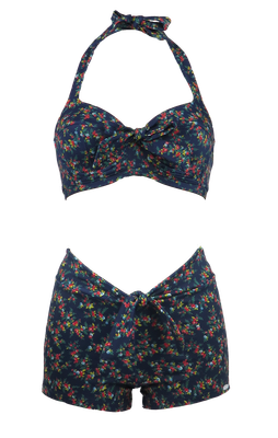 Bikini Barbara, navy blue small flowers