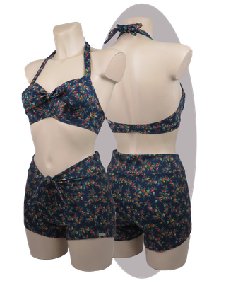 Bikini Barbara, black/ blue/ white flowers Bikini Barbara, black/ blue/ white flowers