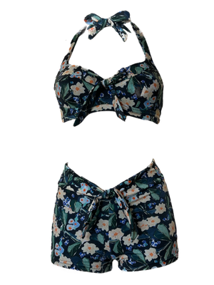 Bikini Barbara, black multicolor flowers