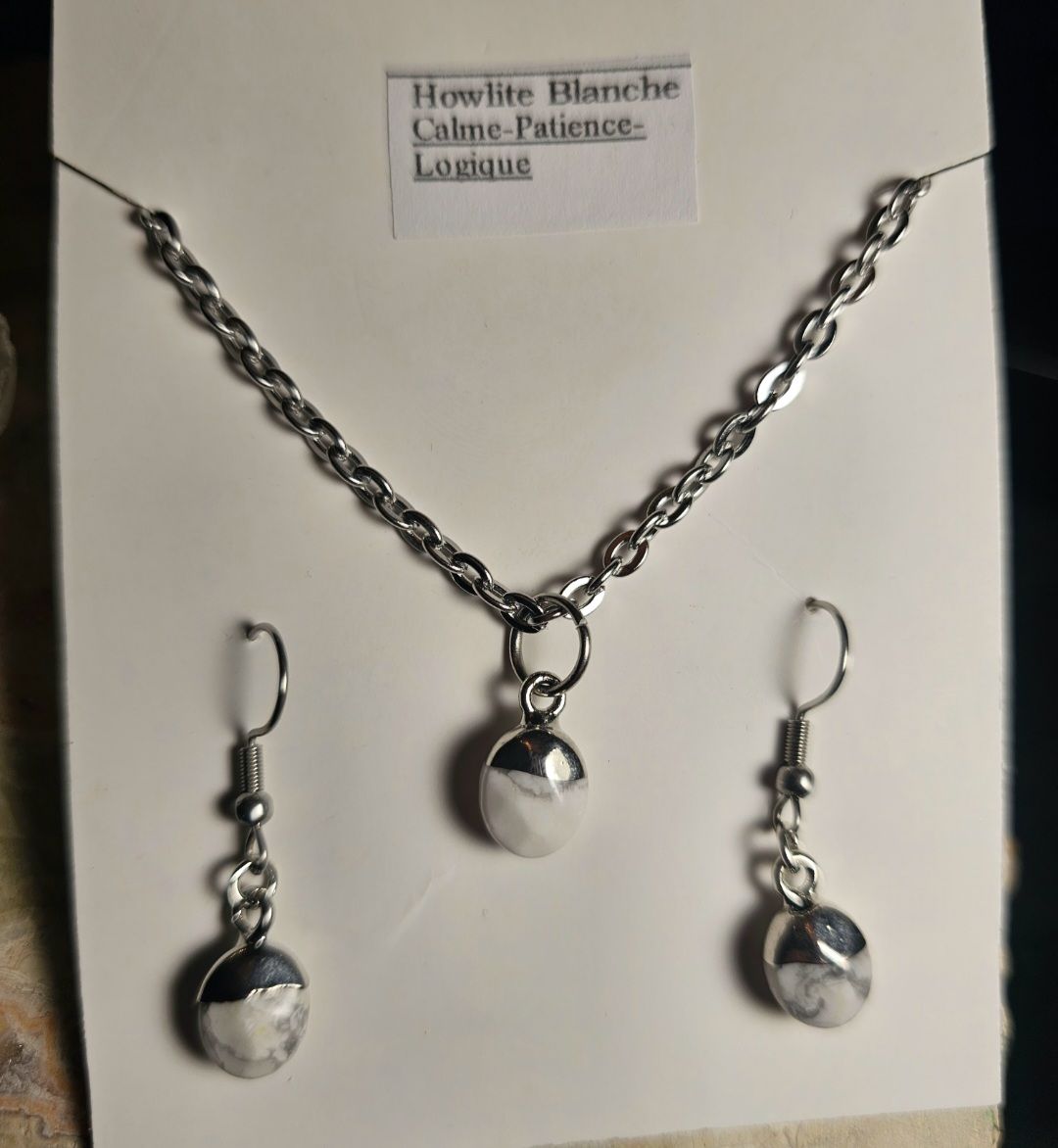 Ensemble howlite blanche