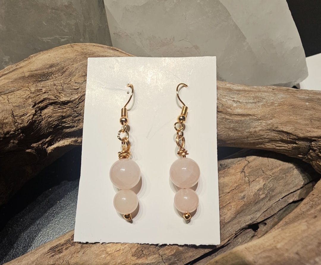 Boucles d&#39;oreilles quartz rose