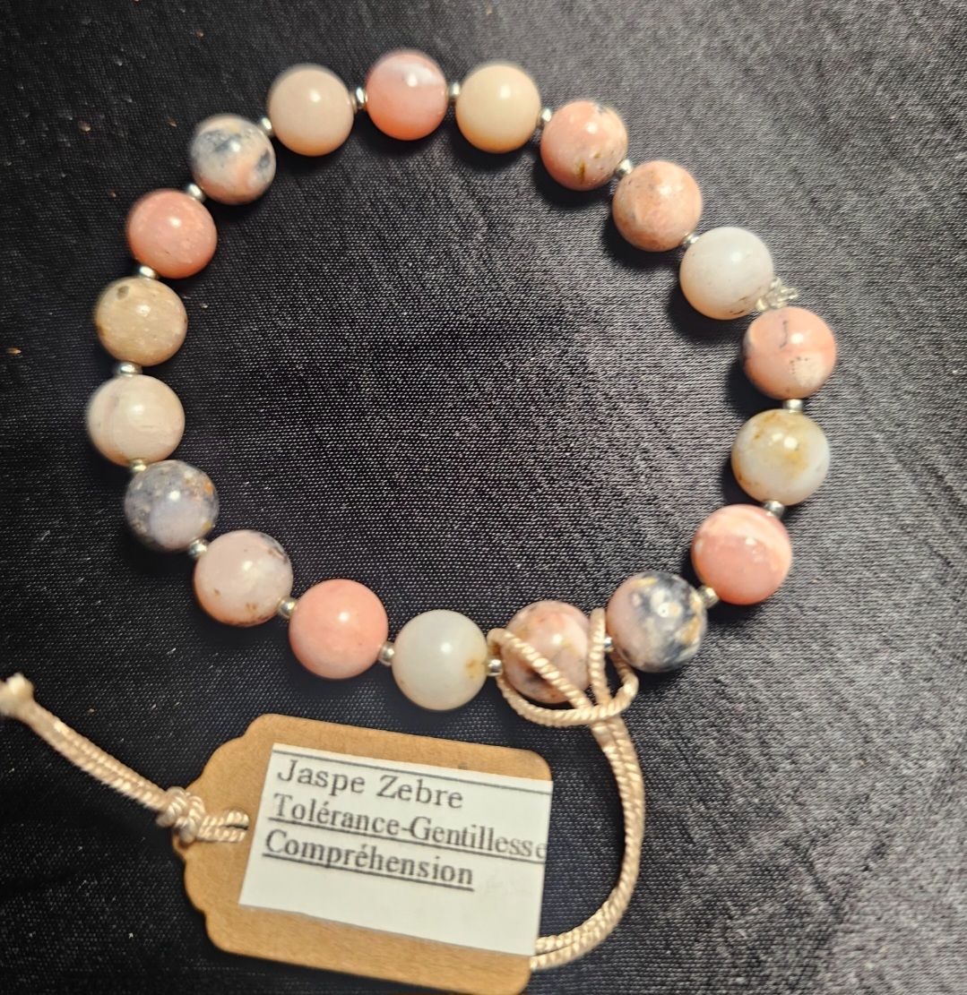 Bracelet jaspe zèbre rose