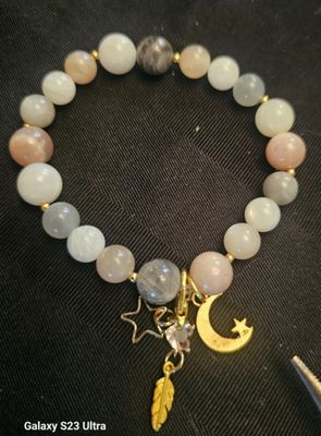 Bracelet pierre de lune rose