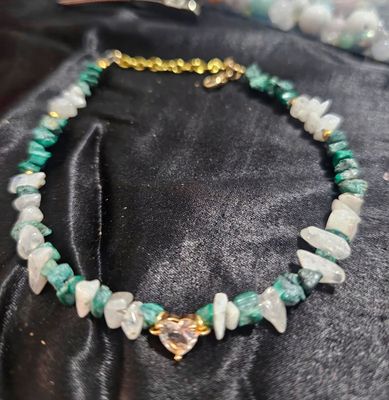 Chaîne cheville malachite et moonstone