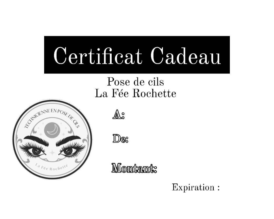 Certificats cadeaux pose de cils