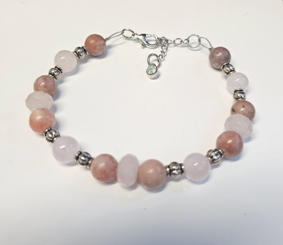 Quartz rose et rodhocrosite