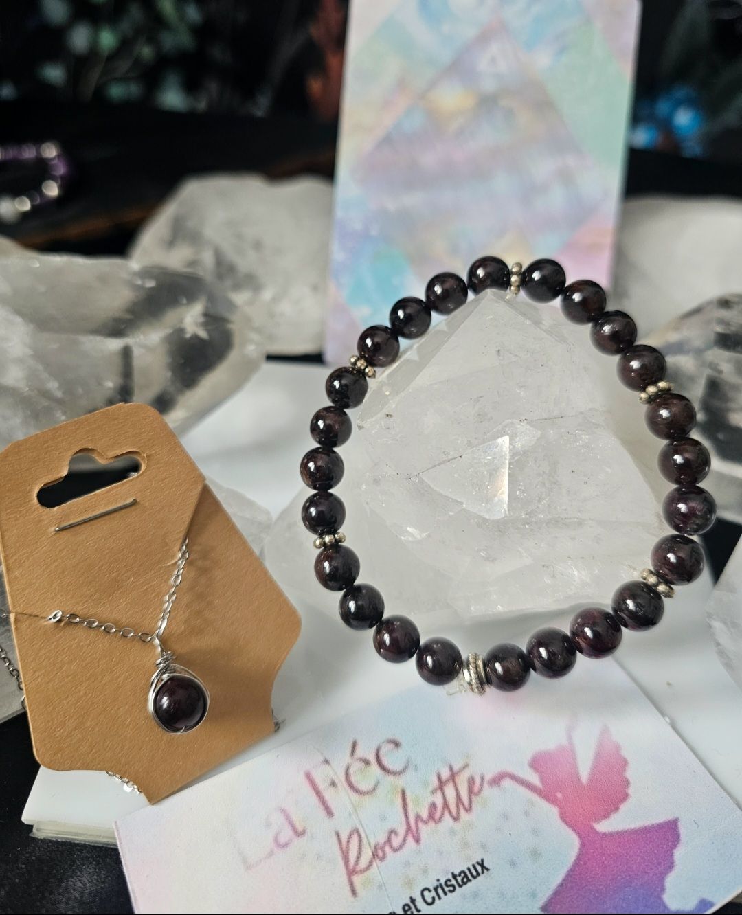 Bracelet grenat rouge et pendentif gratuit