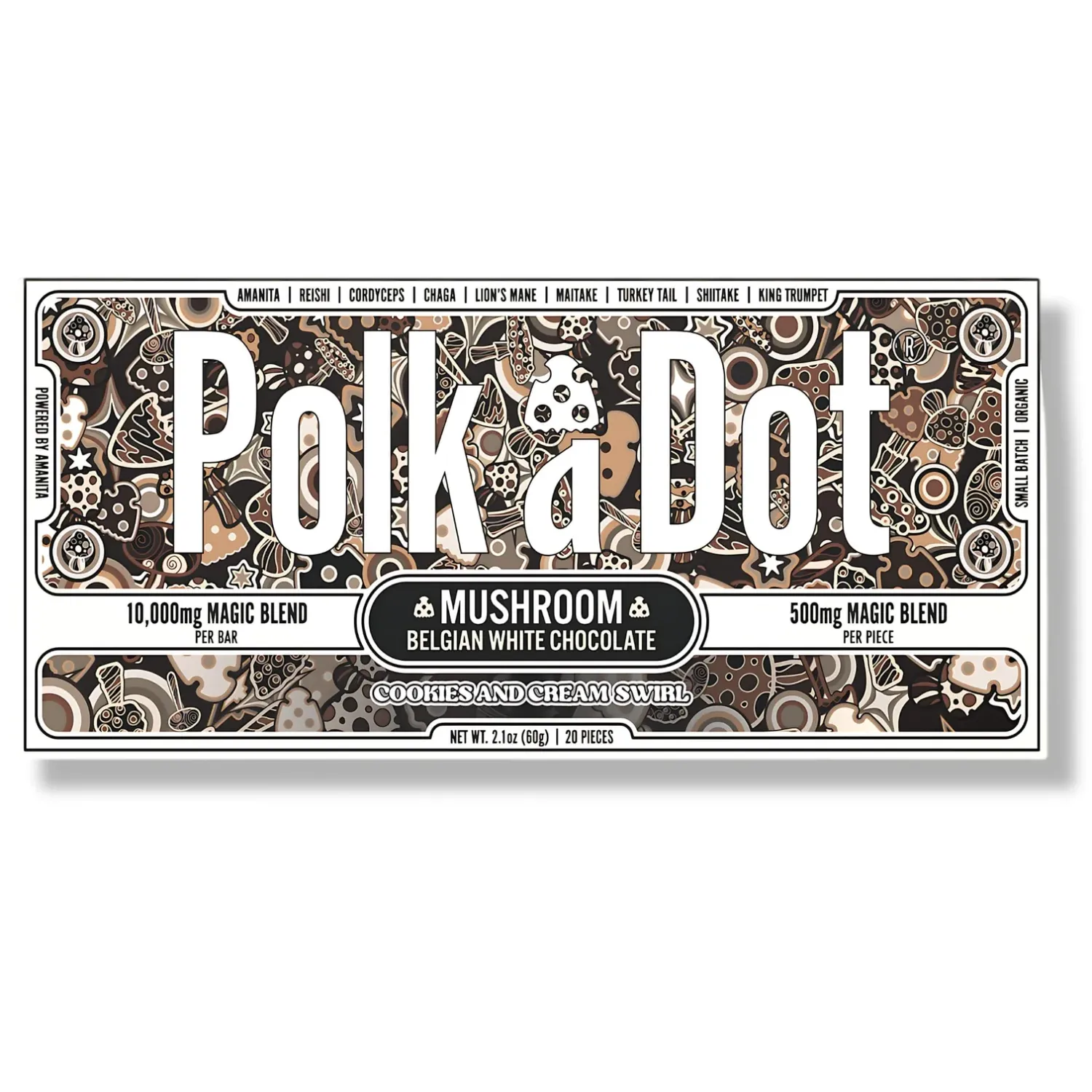 PolkaDot Cookies and Cream Belgian Chocolate Bar
