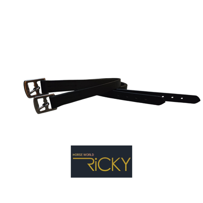 De Horse World Ricky stijgbeugelriemen van 150 cm (2 stuks per verpakking) zijn gemaakt van zwart, stevig leer. Perfect voor ruiters die op zoek zijn naar betrouwbare en duurzame riemen voor dagelijks gebruik. Veiligheid en comfort gegarandeerd.