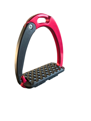 &quot;Veiligheidsstijgbeugel met breed voetblad en open onderkant door veer, verkrijgbaar in zwart, blau…