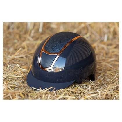&quot;Harry’s Horse Veiligheidscap Matterhorn Sparkle – navy met rosegold kristallen en hoogglans afwerking&quot;