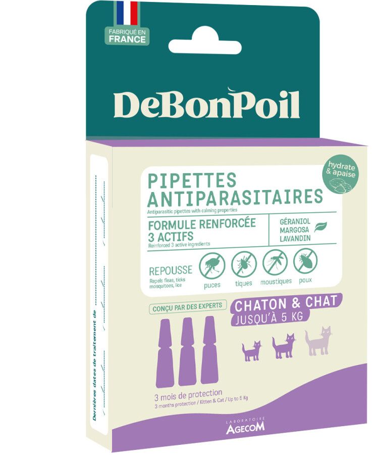 DeBonPoil Antiparasitaire Pipetten voor Kittens &amp; Katten tot 5 kg – Natuurlijke Bescherming tegen Vlooien, Teken en Meer