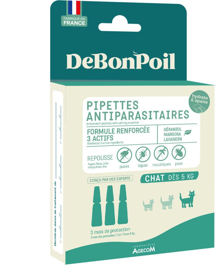 DeBonPoil Antiparasitaire Pipetten voor Katten vanaf 5 kg | Tegen Vlooien, Teken &amp; Muggen