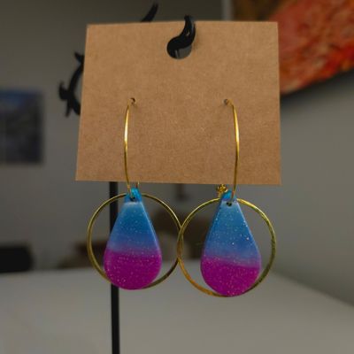 Blue &amp; Pink Teardrops w/Hoop Charms