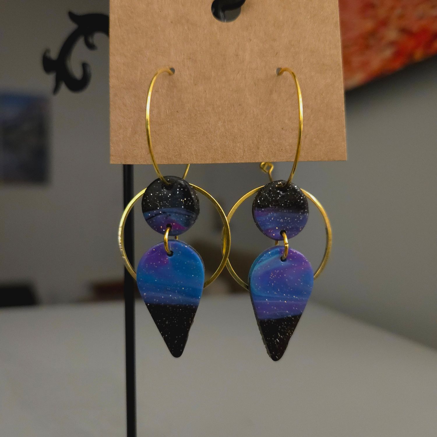 Multi-Color Marbled Teardrops w/Hoop Charms