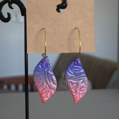 Purple &amp; Salmon Ombre Plant Stamped Abstracts