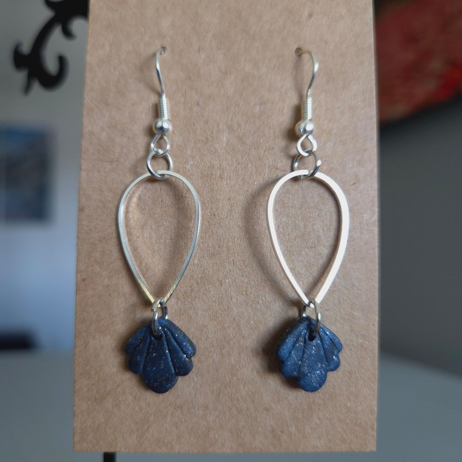 Blue Marbled Seashells w/Teardrop Charms