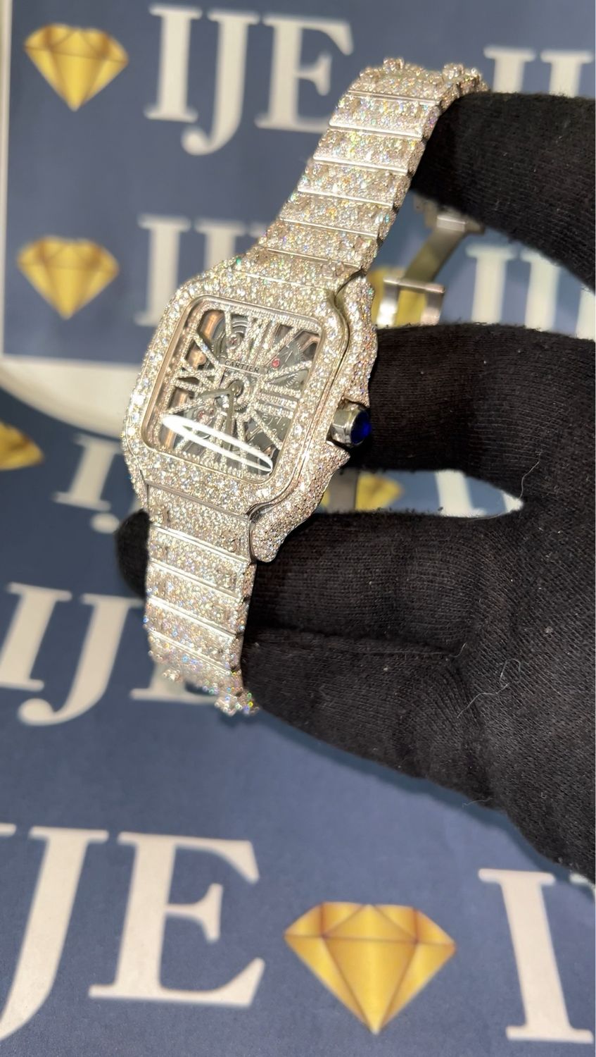 40MM Cartier Skeleton 38 Carats CVD Real Lab Grown IGI CERTIFIED Diamonds !