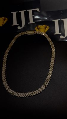 11MM 18K Solid Gold Cuban Link Set With Natural Diamond 22.5 Inch