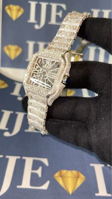 40MM Cartier Skeleton 38 Carats CVD Real Lab Grown IGI CERTIFIED Diamonds !