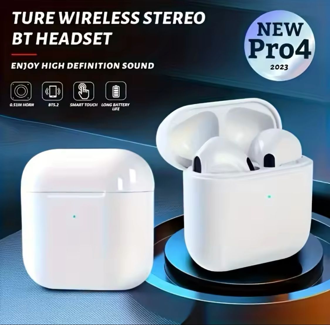 Pro4 TWS Bluetooth Earphone 9D Stereo Wireless Headphone In-Ear HiFi Earbud HandsFree Headset With Microphone For Xiaomi iPhone