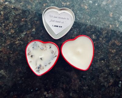 Because He Loved Us Heart Candle
