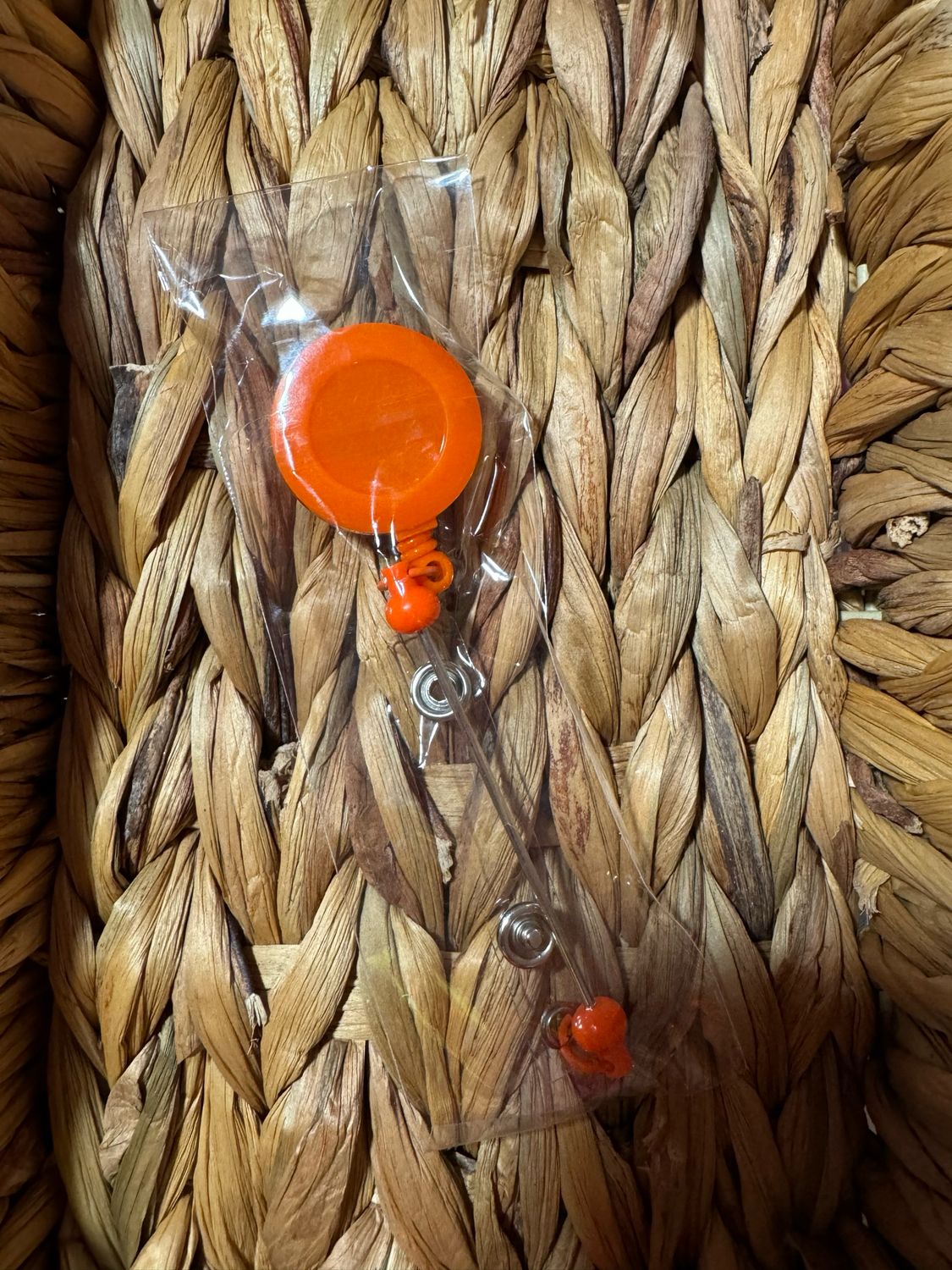 Orange Beadable Badge Reel