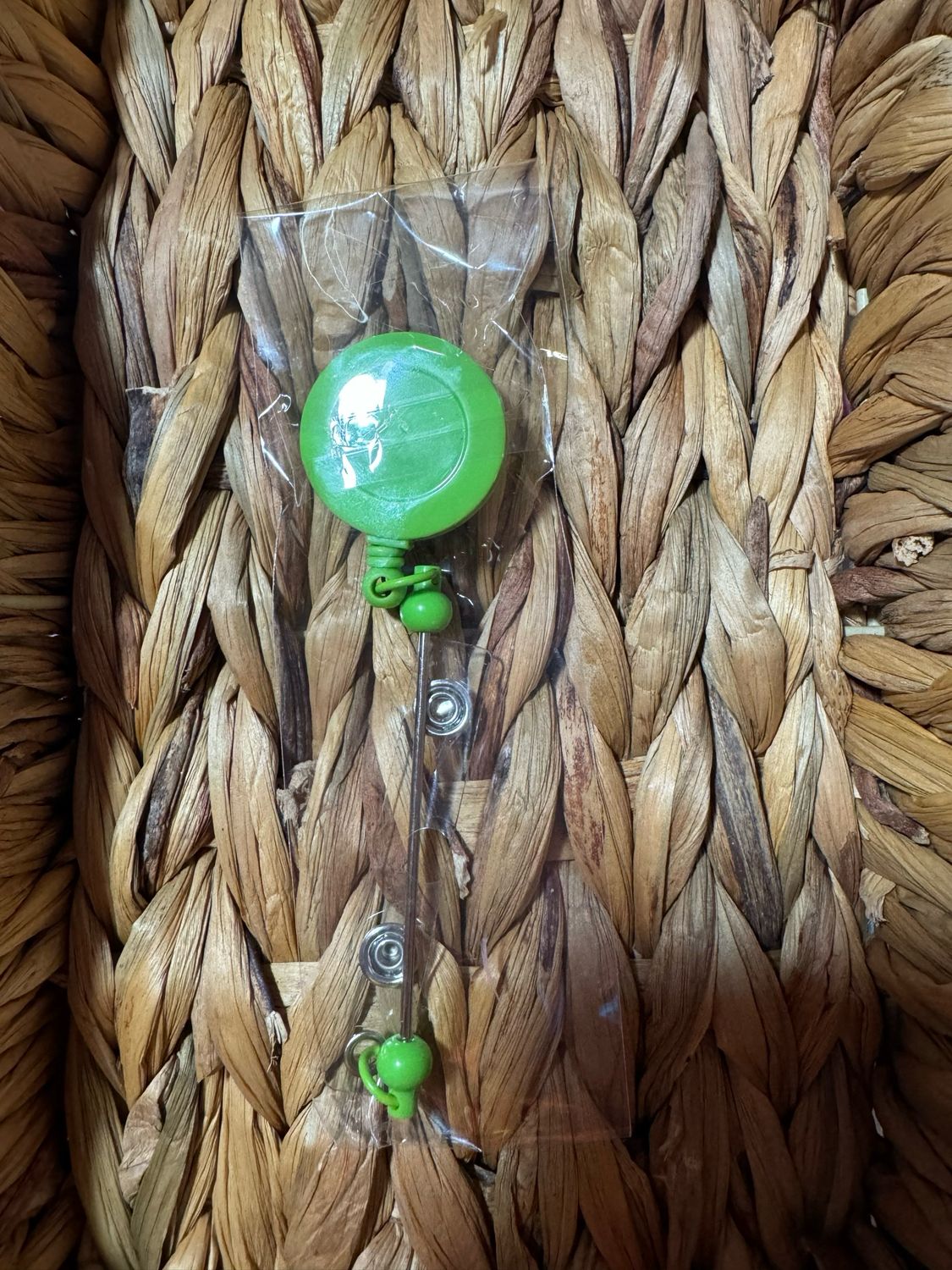 Green Beadable Badge Reel