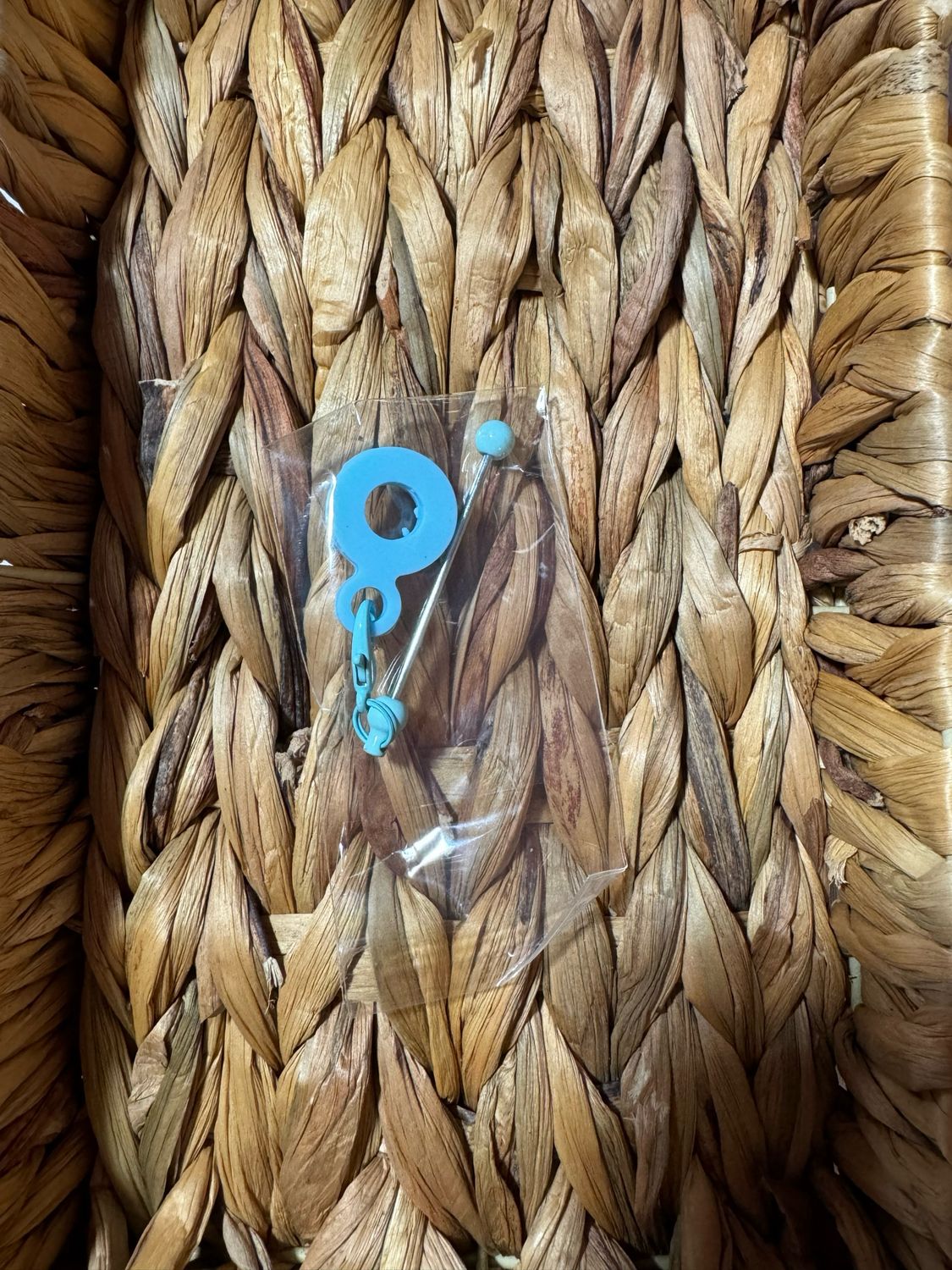Blue Straw Charm Beadable