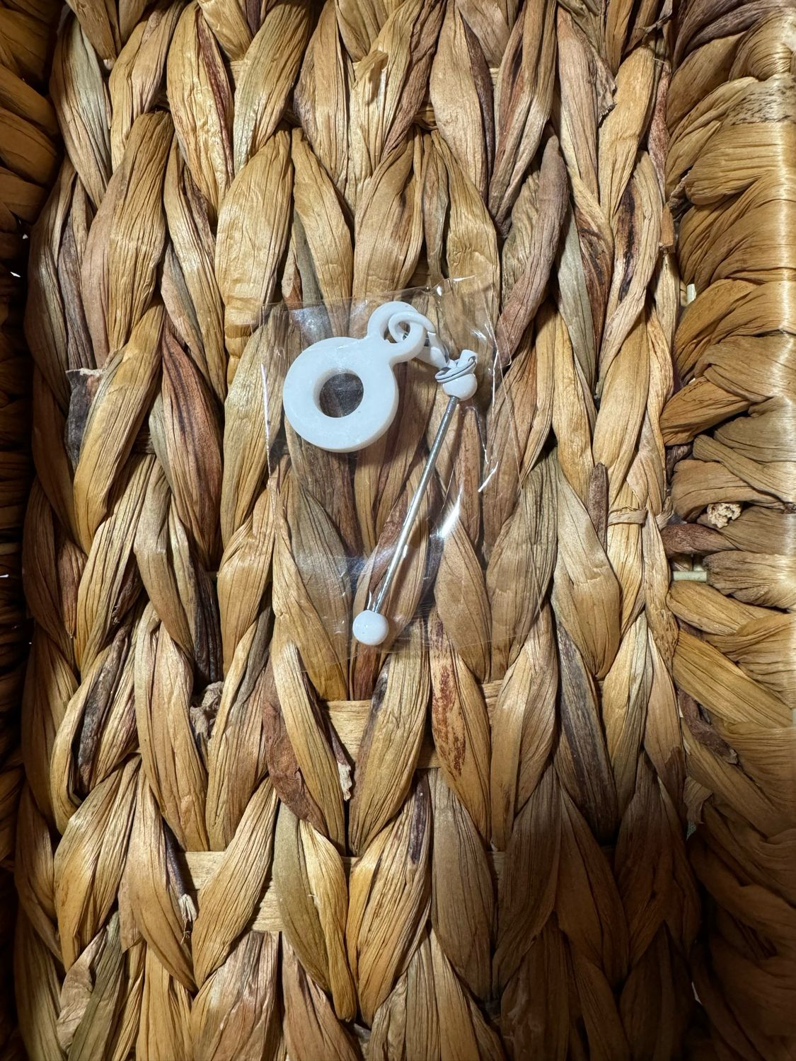 White Straw Charm Beadable