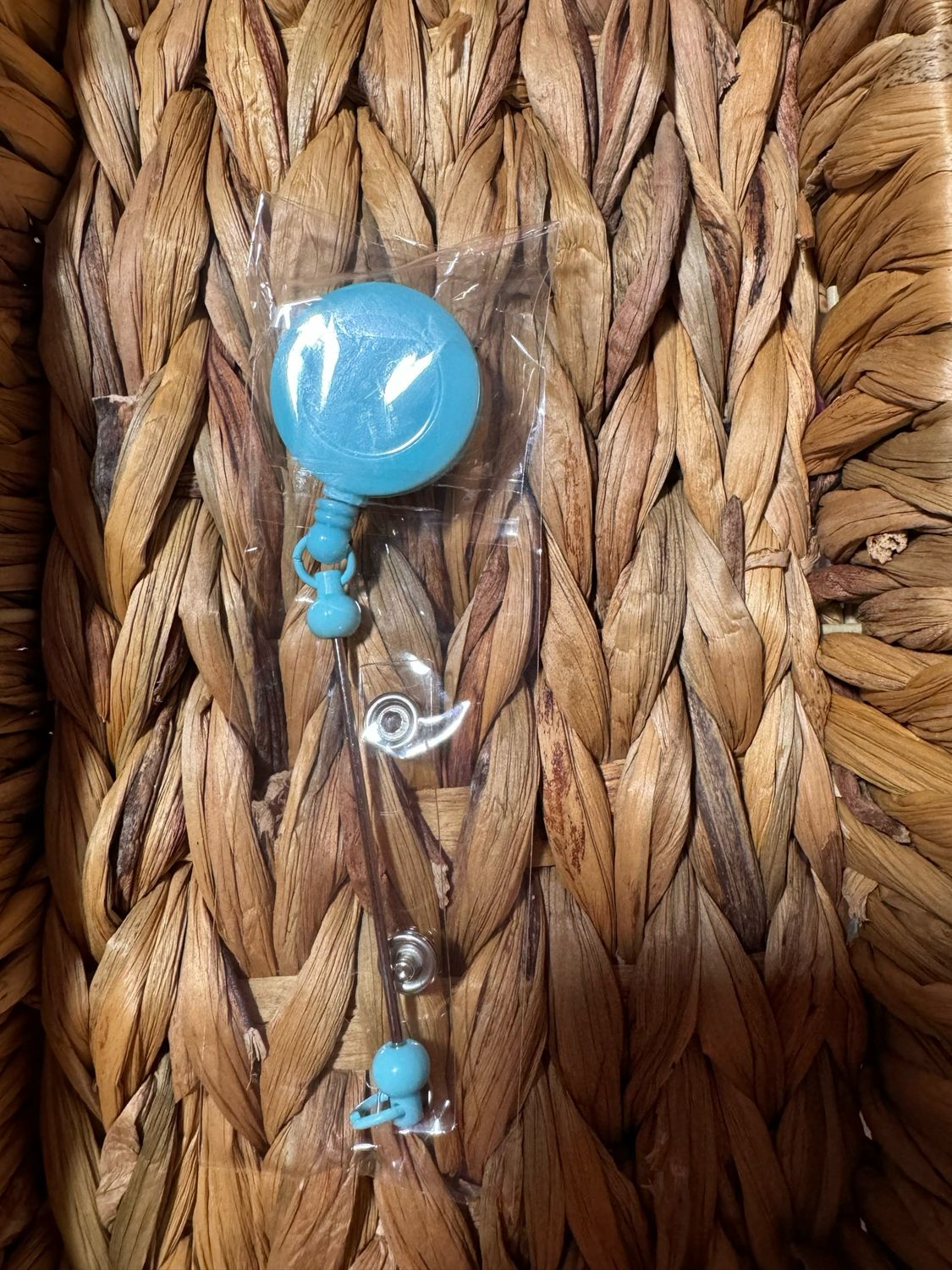 Blue Beadable Badge Reel