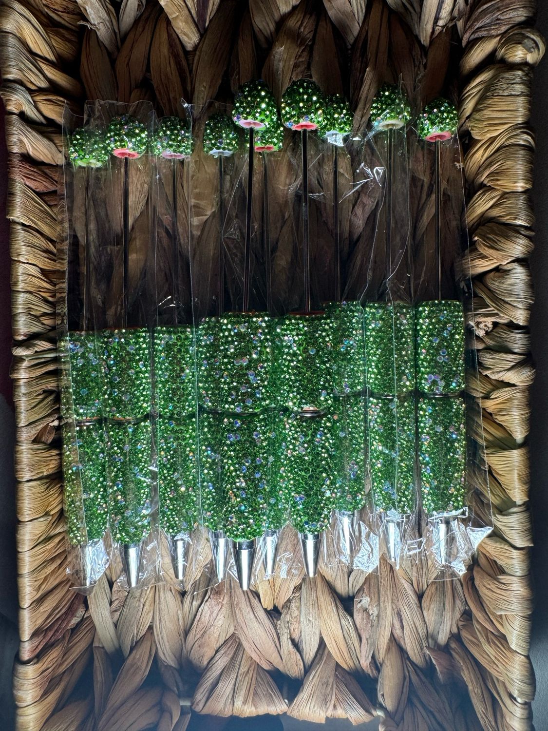 Green and Silver Rhinestone Beadable Pen