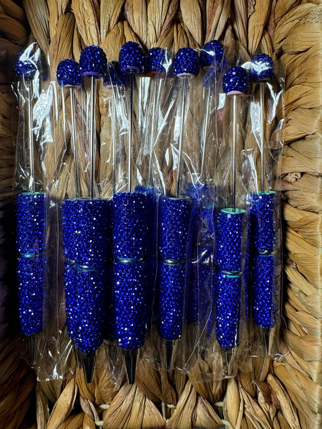 Dark Blue Rhinestone Beadable Pen