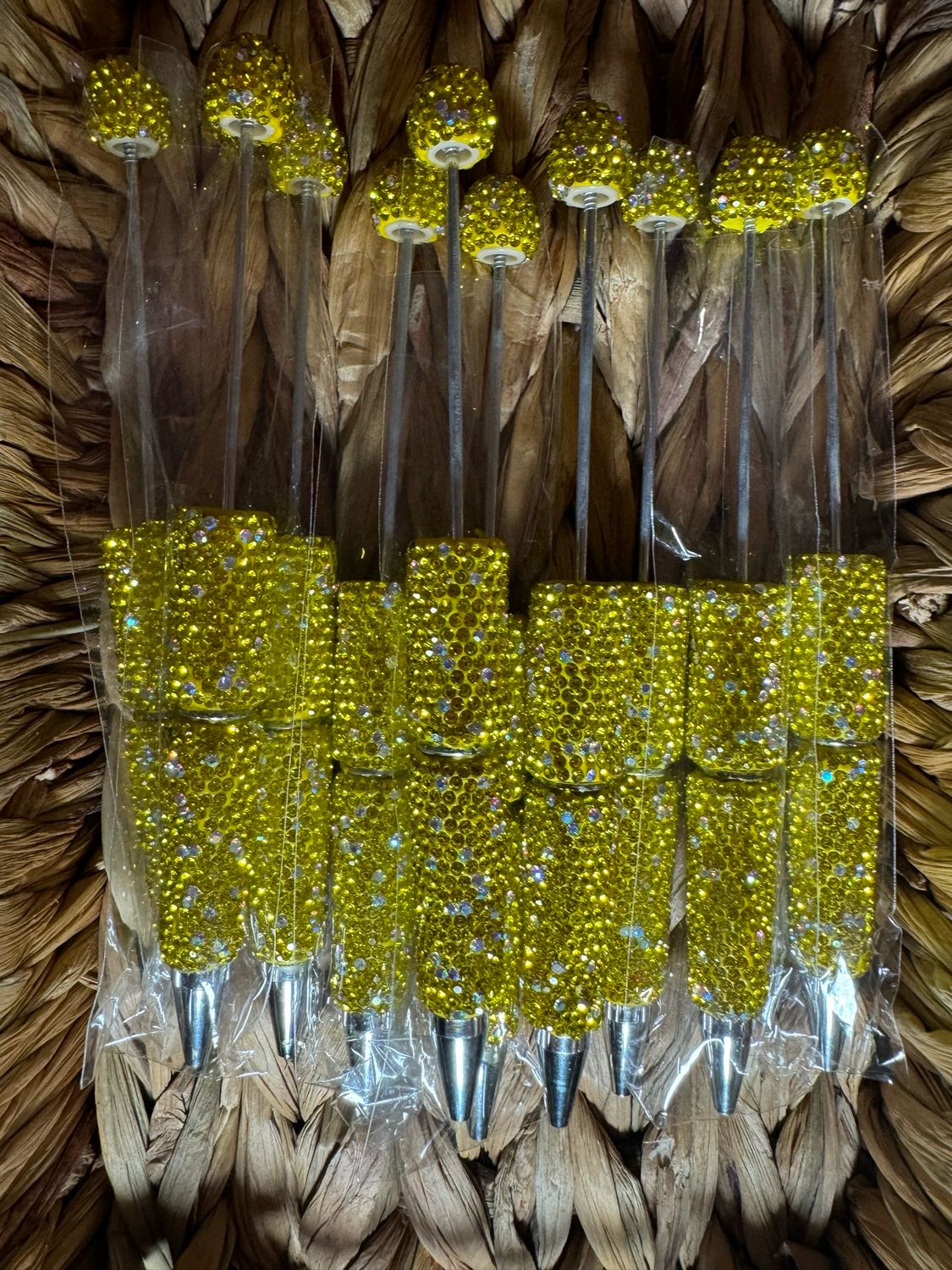 Yellow Rhinestone Beadable Pen