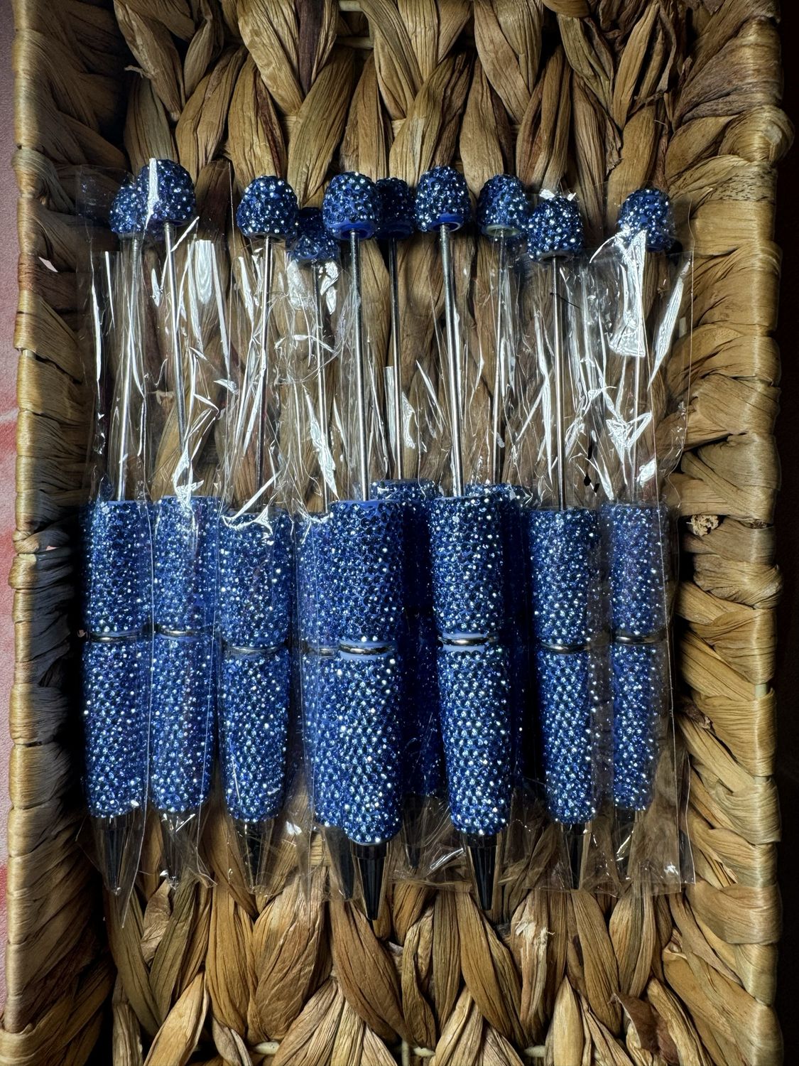 Blue Rhinestone Beadable Pen