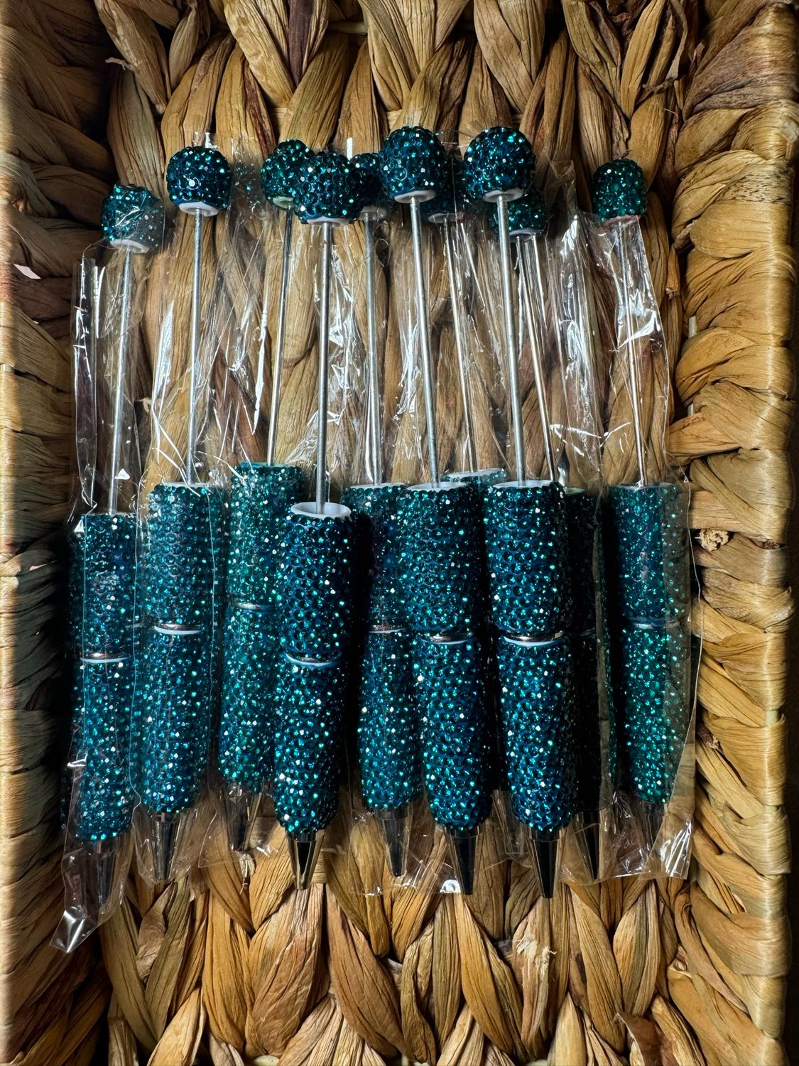 Turquoise Rhinestone Beadable Pen