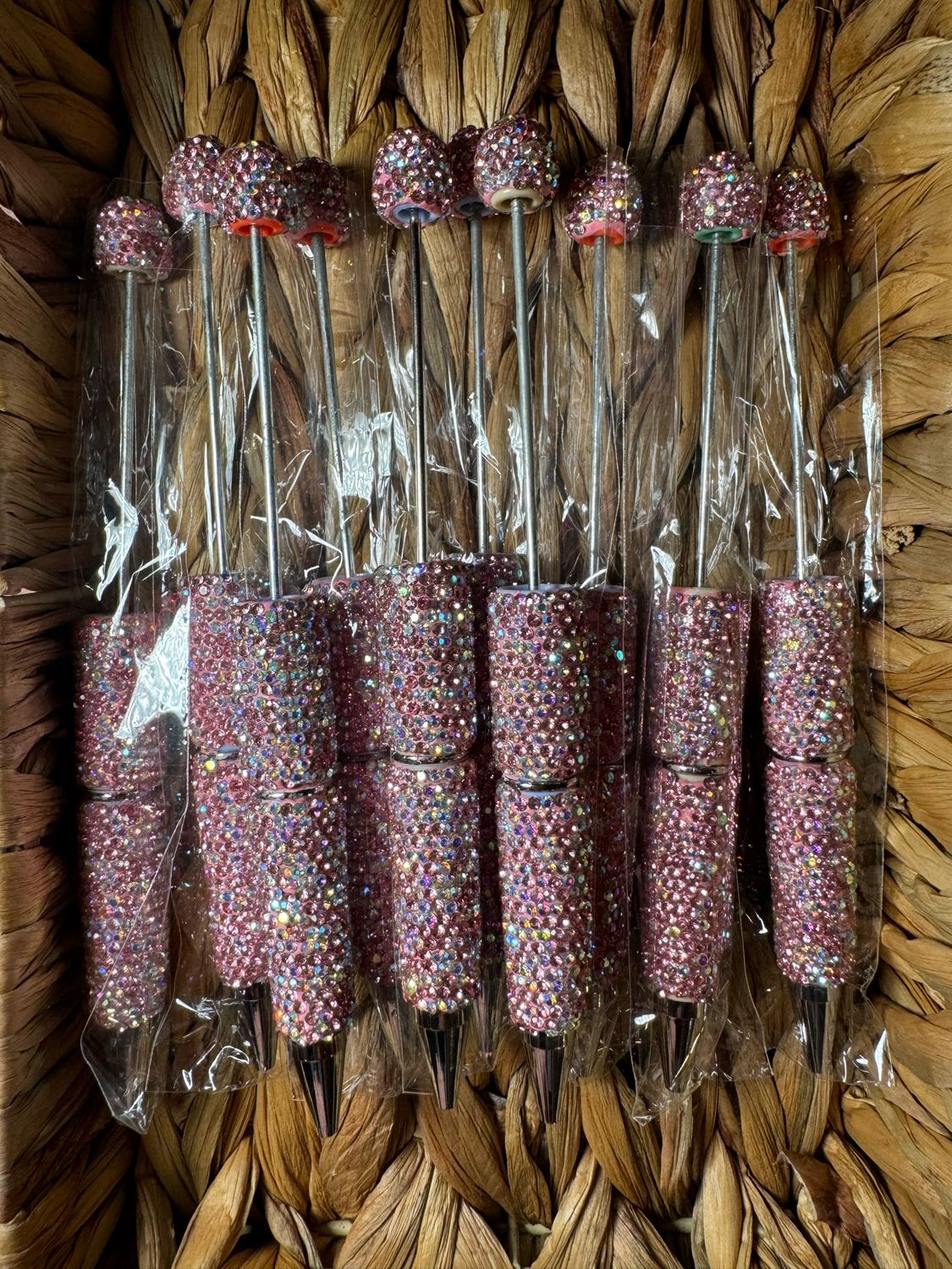 Pink and Silver Rhinestone Beadable Pen