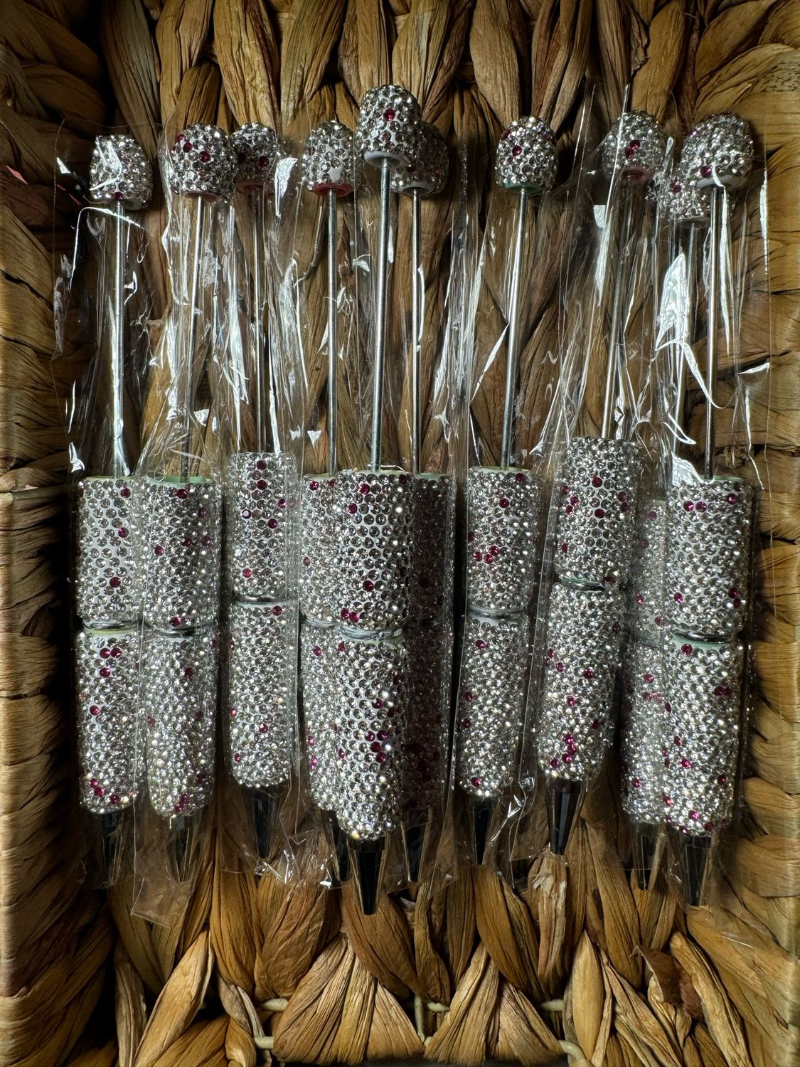Silver and Pink Rhinestone Beadable Pen