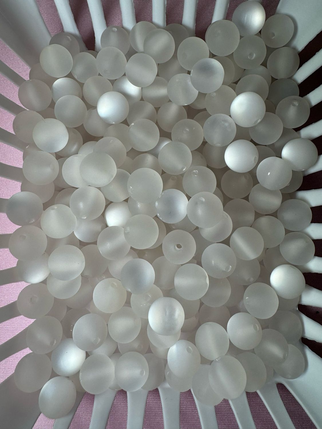 12mm White Frosted Beads