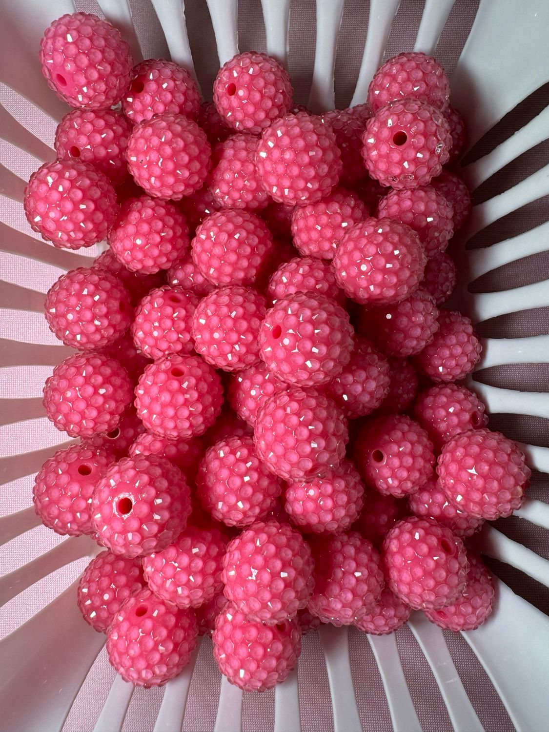 20mm Bright Pink Jelly Rhinestone Beads