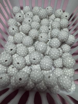 15mm White Jelly Rhinestone Beads