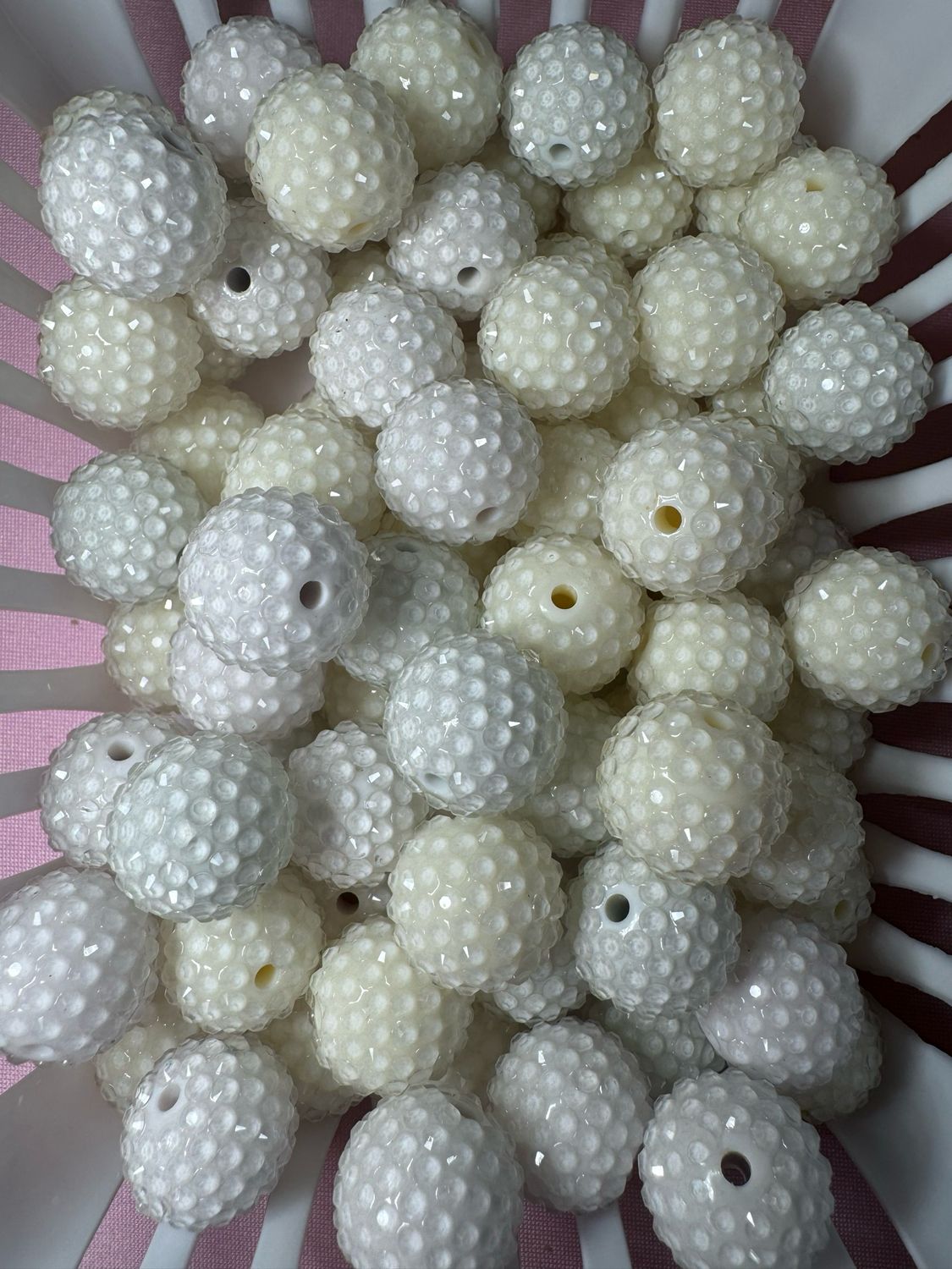 20mm White Jelly Rhinestone Beads
