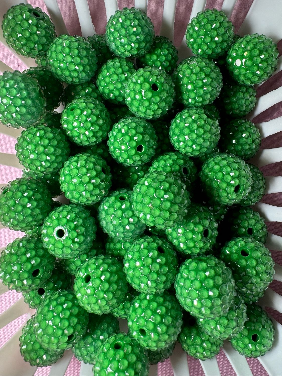 20mm Dark Green Jelly Rhinestone Beads
