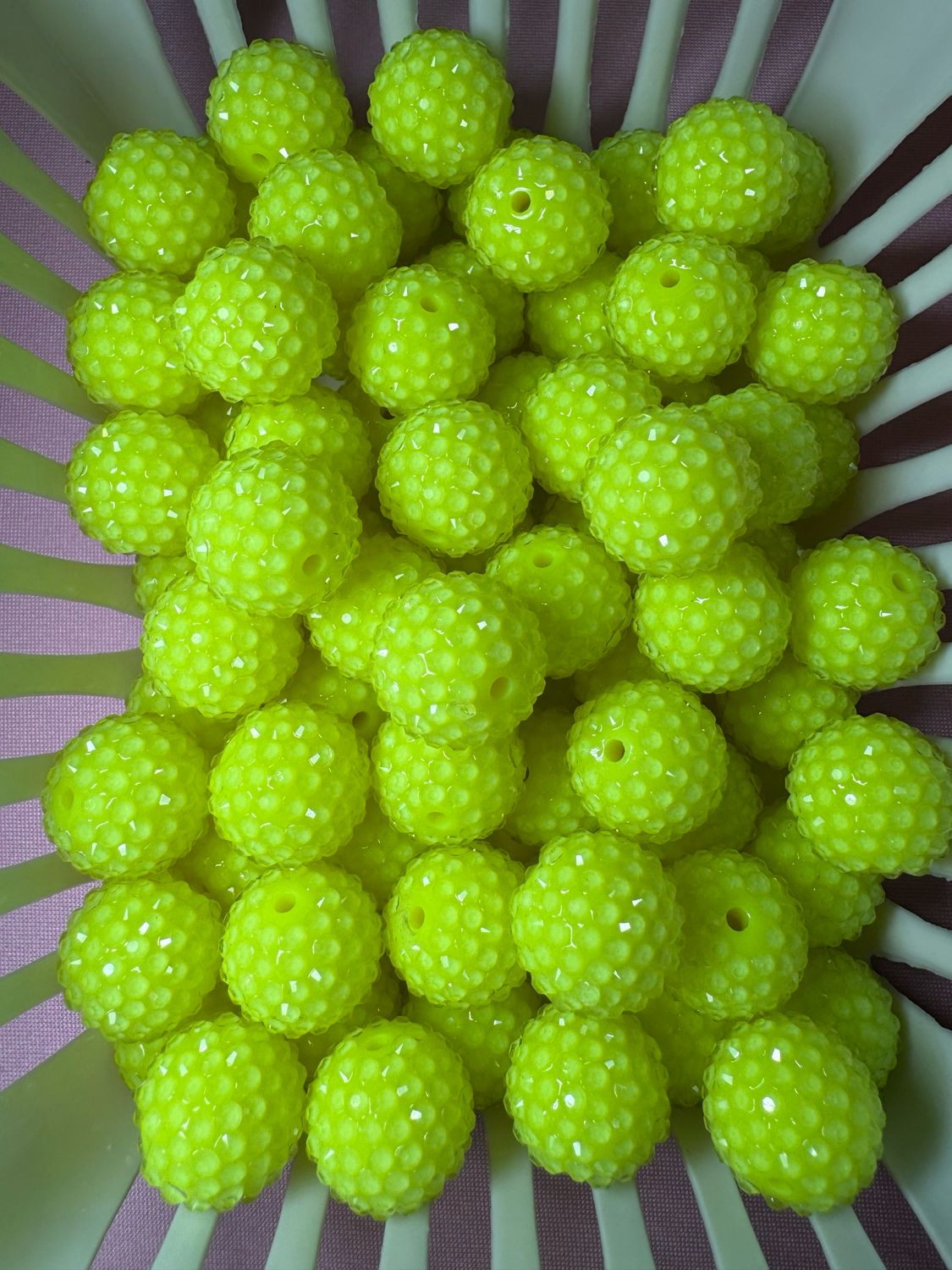 20mm Neon Yellow Jelly Rhinestone Beads